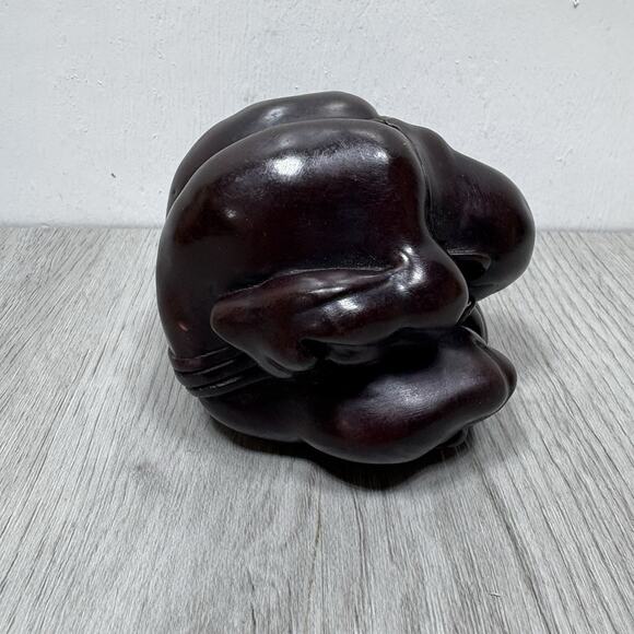 Carved Wooden Small Weeping Buddha Sculptures 3" Tall Figure Statue - Picture 5 of 7